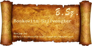 Boskovits Szilveszter névjegykártya